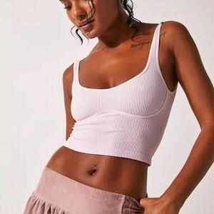 Free People Meg Seamless Crop Tank, Pink, Size M/L